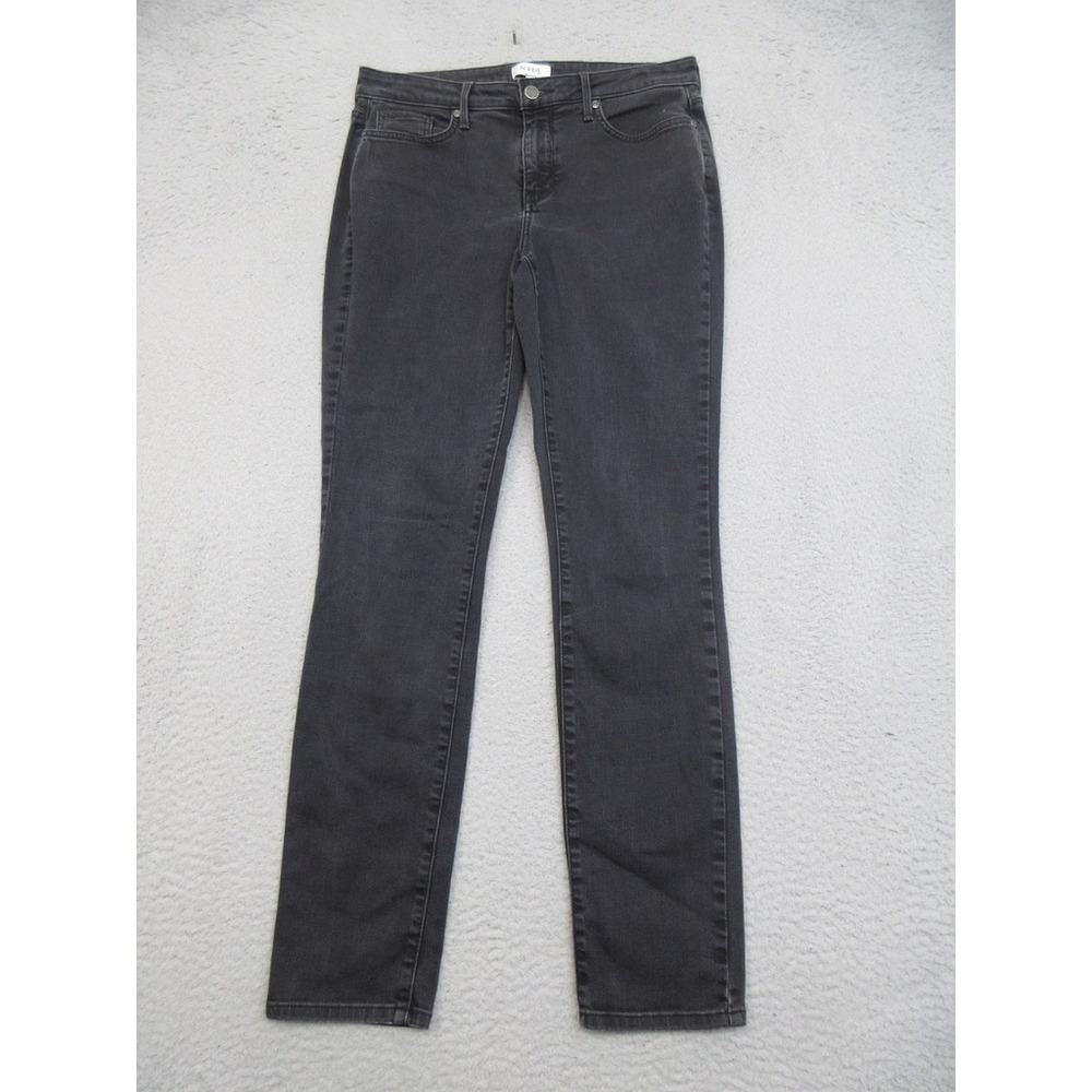 NYDJ Straight Leg Jeans Women 6 Black Minimalist Capsule Wardrobe Modern Chic